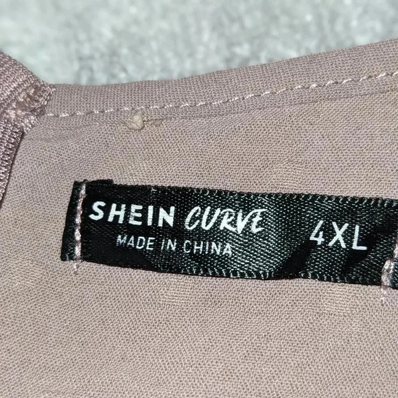 Shein Curve Size 4XL Dusty Rose Pink Tiered Midi Dress Swiss Dots Short Sleeve - Picture 11 of 11